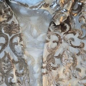 Gold Sequin Embroidered Sheer Jacket